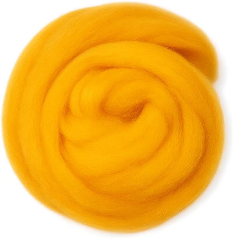 Catopia Wool Roving Yarn, 100G/3.53OZ Soft Felting Wool Pure Chunky Roving Yarn Bulk for Needle Felting Knitting Blanket Spinning Weaving DIY Craft,Light Yellow - Image 1